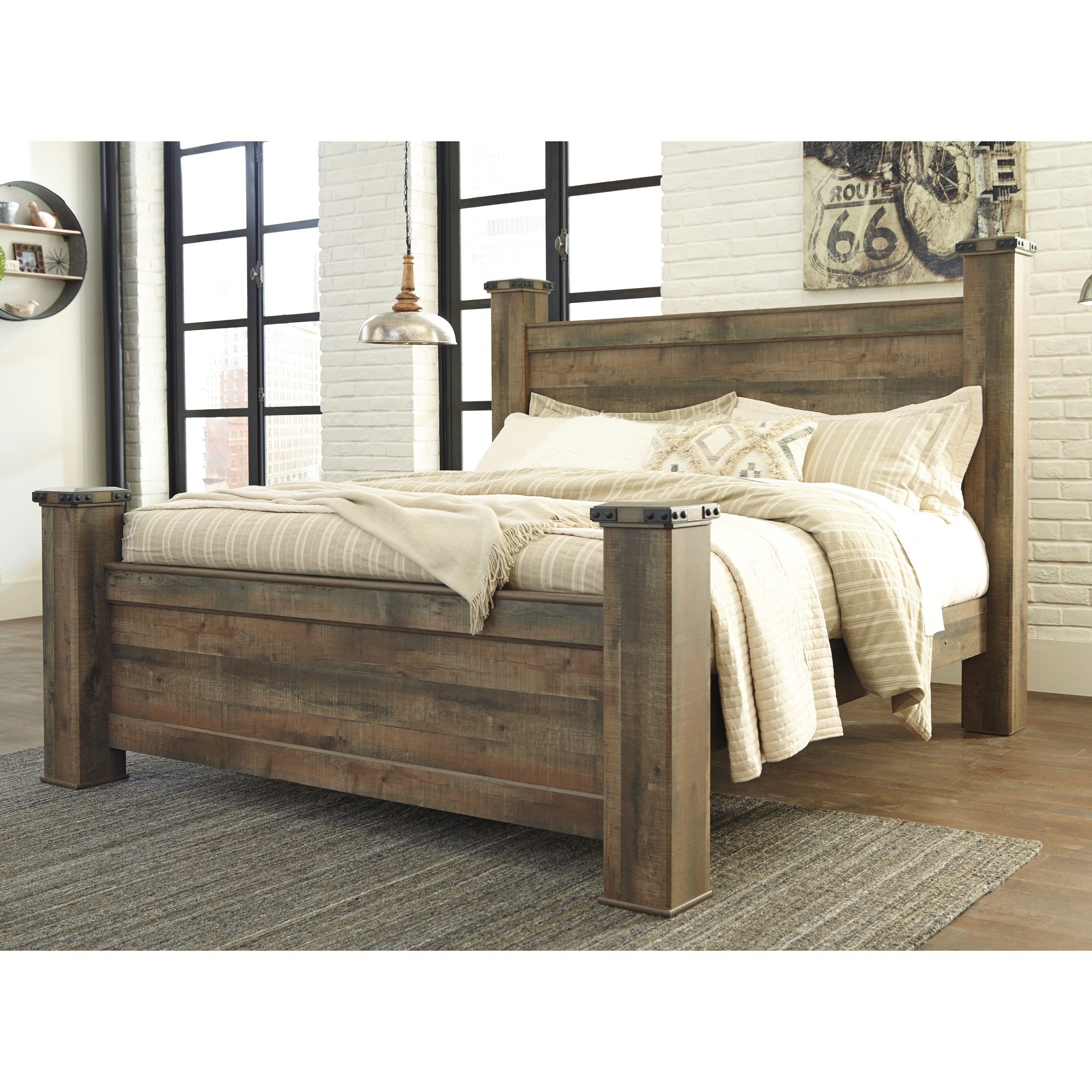 Ashley Signature Design Trinell B446B45 Rustic Look King Poster Bed ...